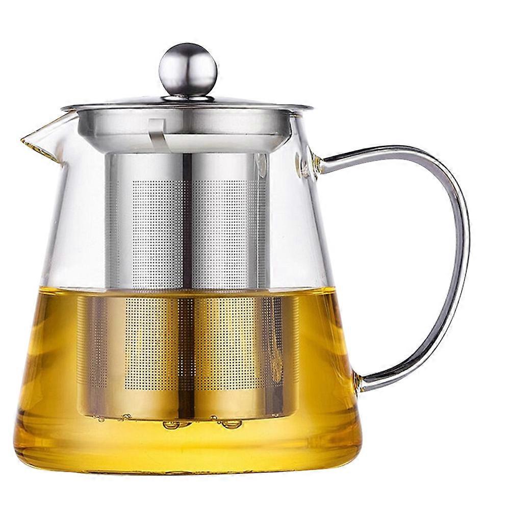 Heat Resistant Glass Kettle with Infuser for Tea Enthusiasts 550ml Cylindrical Shape Transparent