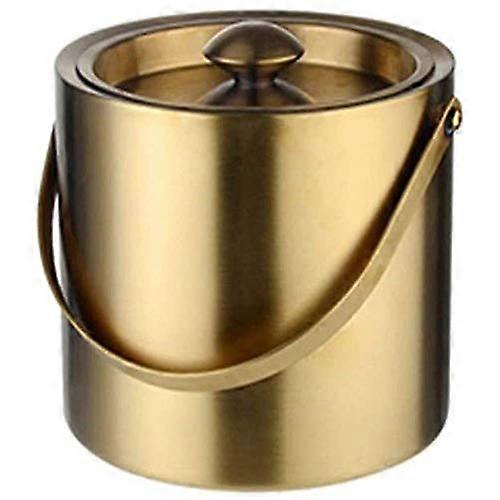 Stainless Steel Ice Bucket with Lid and Tongs – Modern Design for Parties, Outdoor Events, Entertainment, 2L Gold