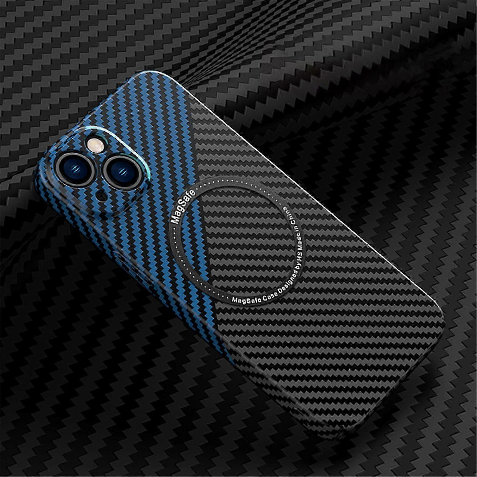 Carbon Fiber Protector Case for iPhone 15, Support Wireless Charging Protective Case with Magnetic for iPhone 15, Military Grade Shockproof Protection