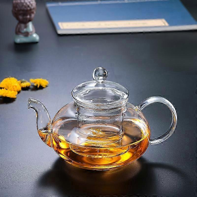 Høj borosilikatglas blomst tekande sæt glas tekande filter kung fu te sæt enkel husholdningsglas tekande 600ml glas blomst tekande