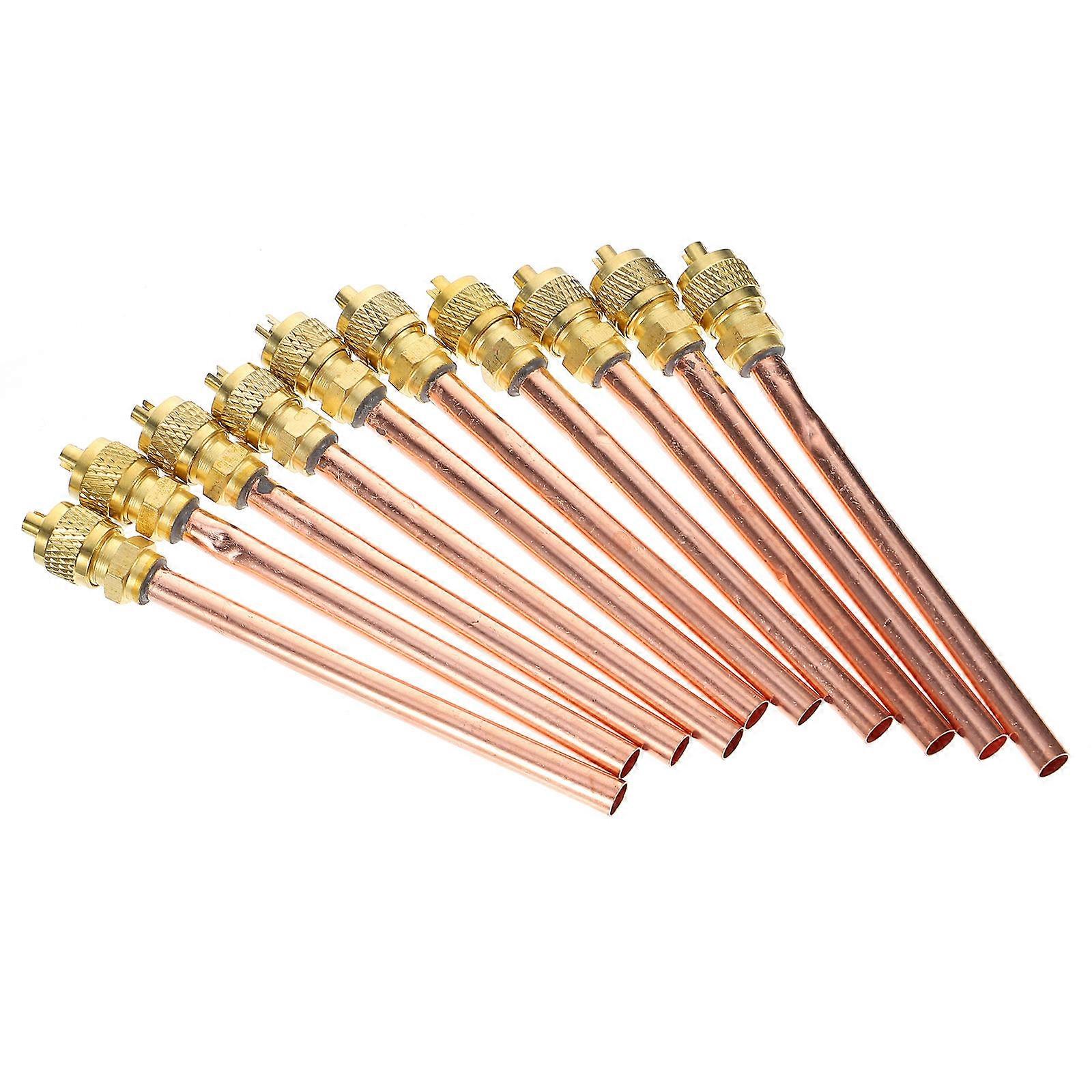 Golden Brass Access Valve for Air Condition with Core Remover and Rubber 10 Pieces