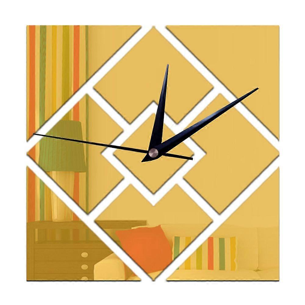 Decorative 3D geometric diamond mirror sticking to the wall clock