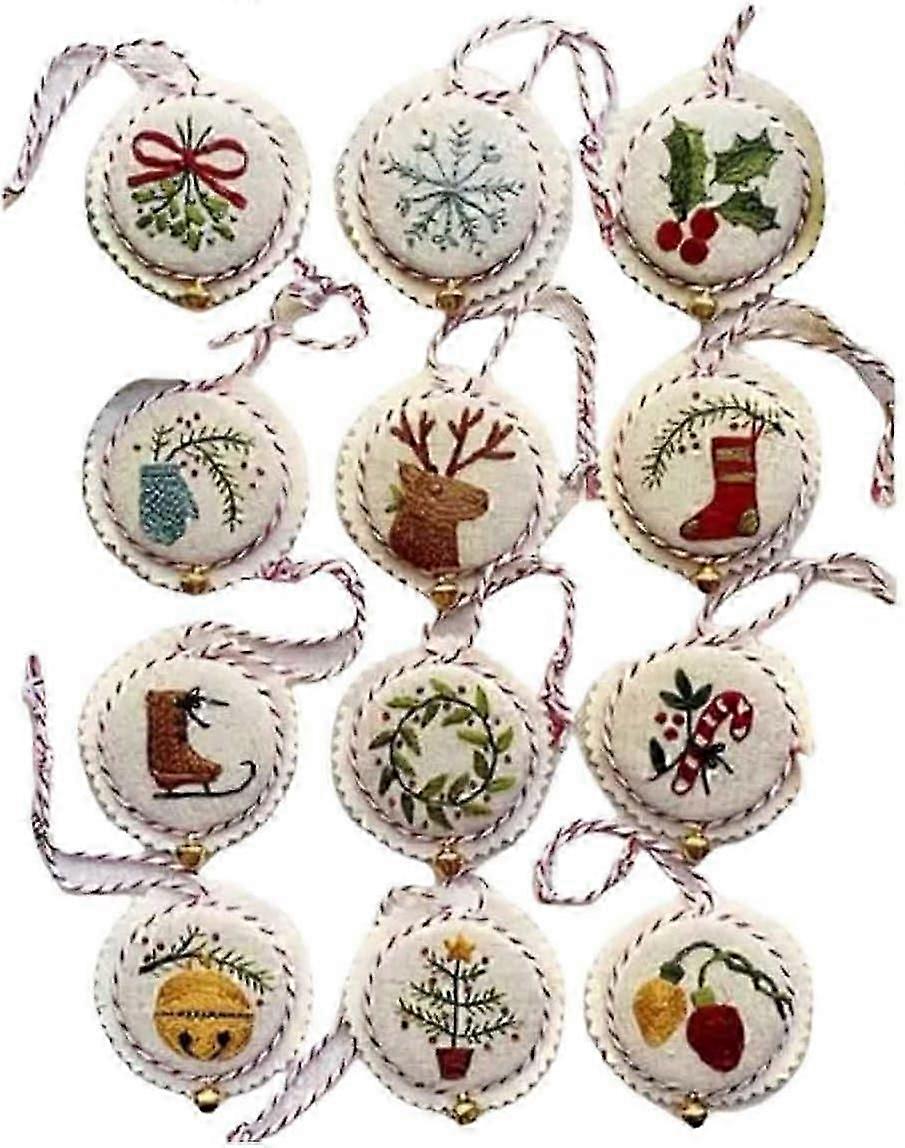 Glad och ljus handbroderi julprydnader Kit, julbroderi kit, broderi kit julprydnader, för julbroderisatser för