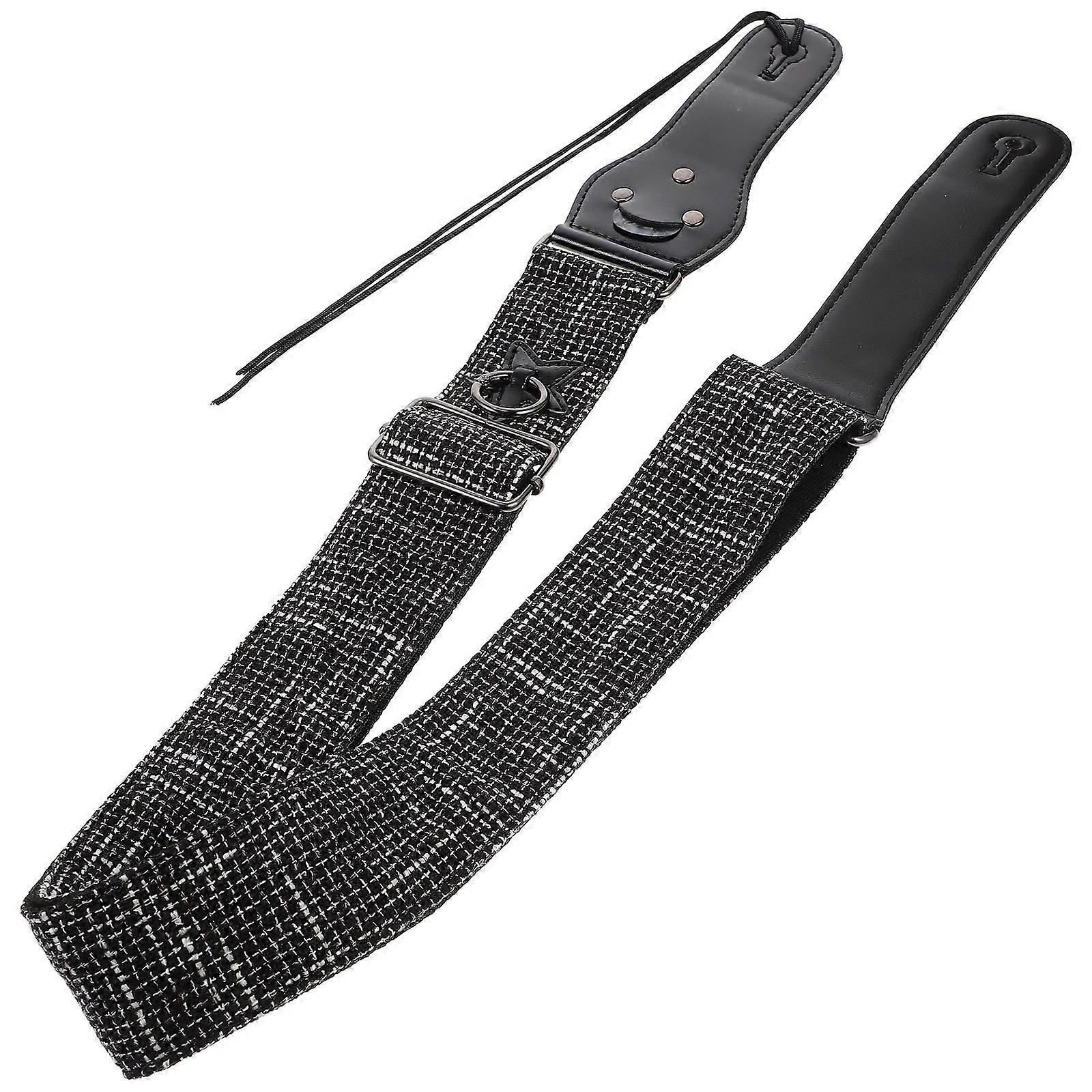 Adjustable Guitar Strap with Star Keyring and Pick Holder for Electric, Acoustic, and Bass Guitars – Durable Replacement Accessory