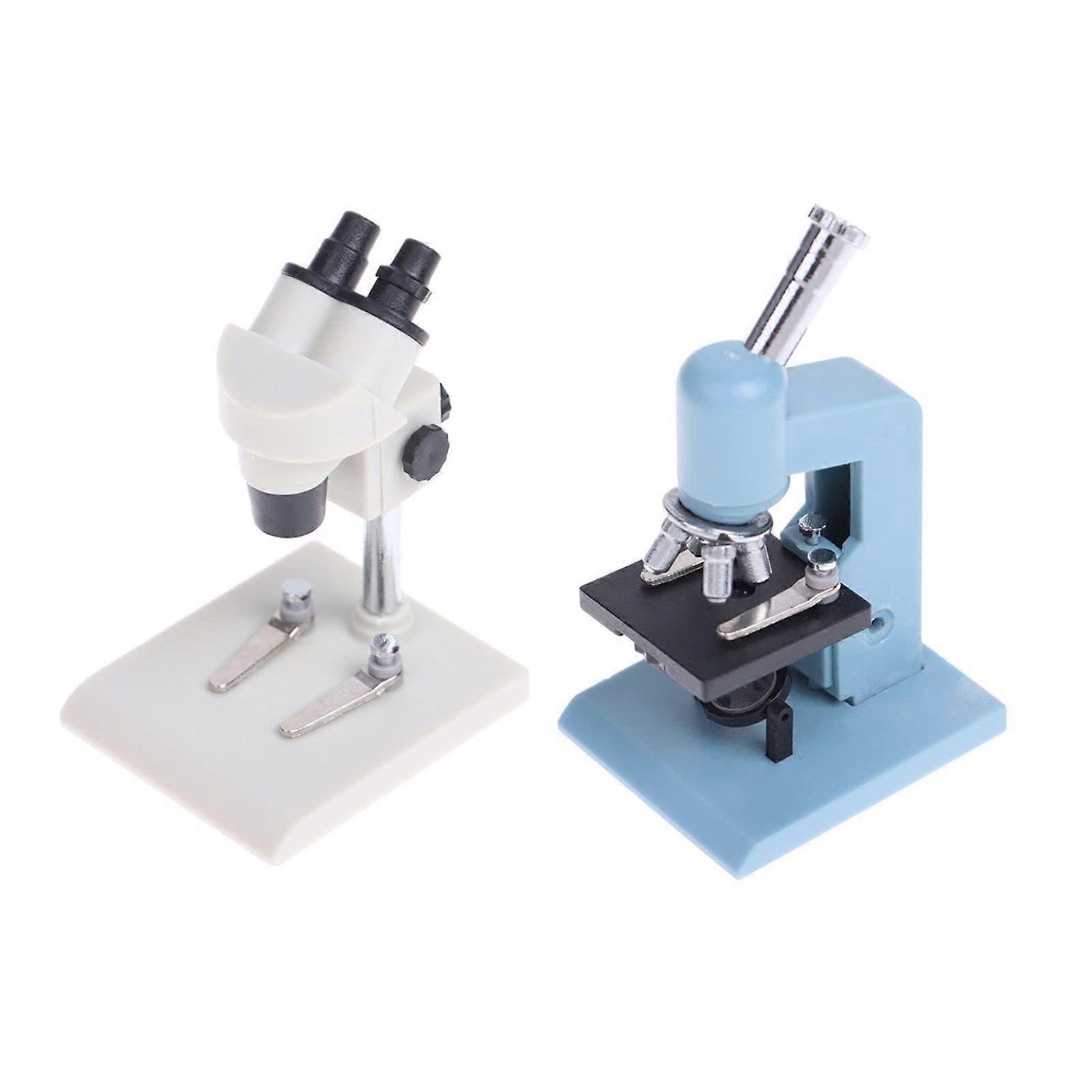2 x 1:12 Scale Realistic Miniature Microscope Model Artificial Microscopes for Micro Landscape Ornaments