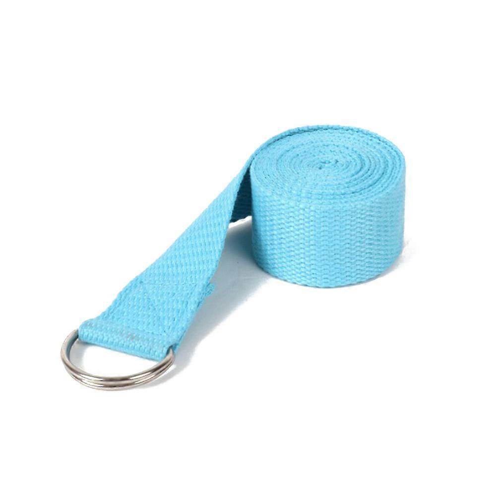 Yoga Strap Durable Cotton Adjustable D-Ring Buckle For Yoga Stretching Fitness Sky Blue 1Set