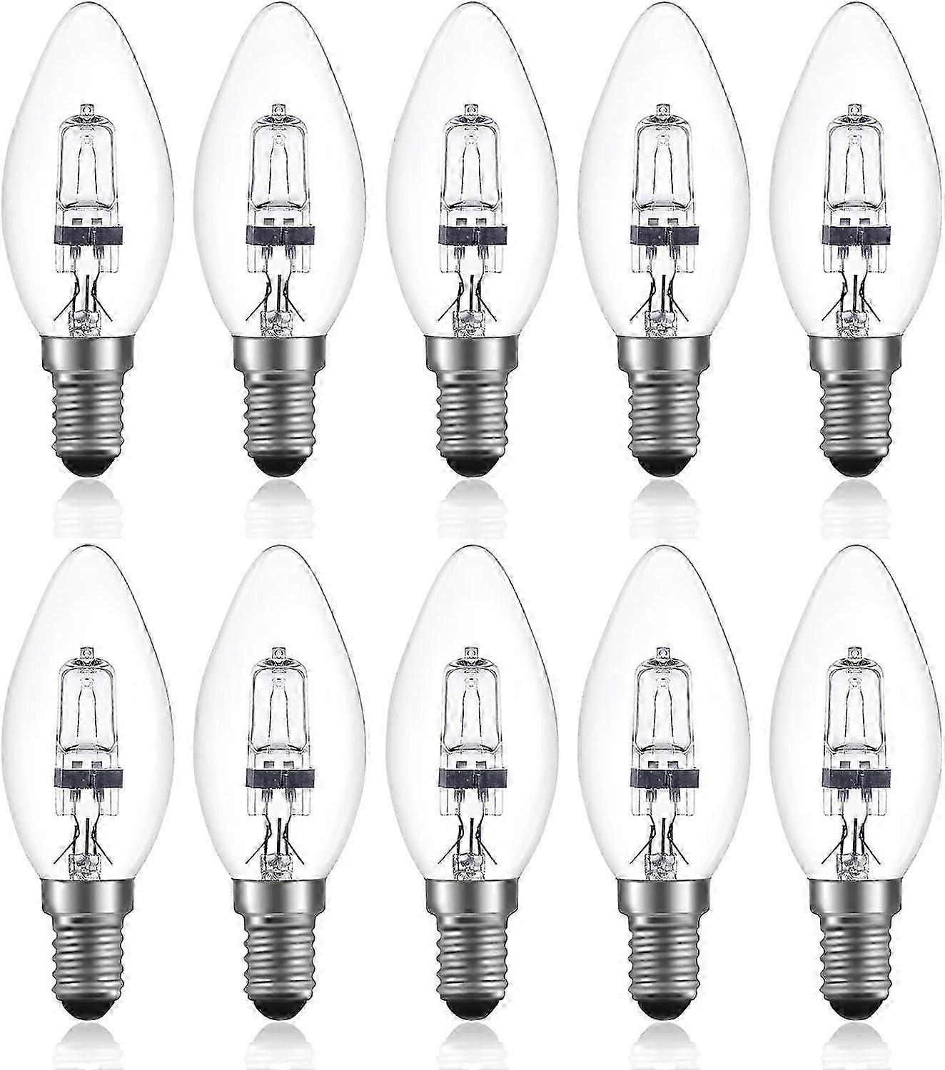 42W E14 C35 Dimmbare Halogenlampe AC 220-240V Warmweiß 2700K transparente Kerze 10 Stück