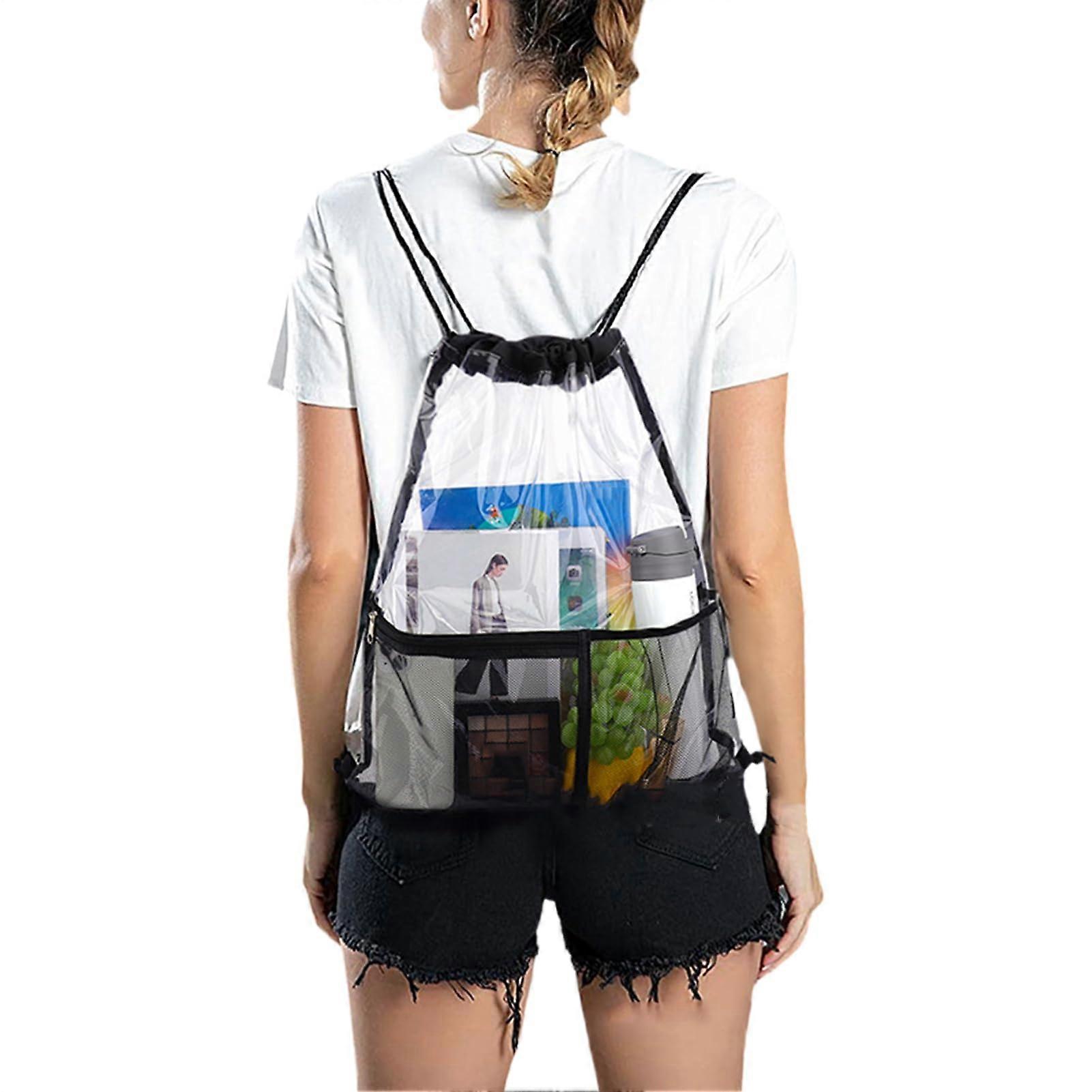 Lightweight Storage Sack Waterproof Athletic Backpack 18.9 x 15.75 x 1.97 Mesh Pocket Breathable Drawstring Gym Schwarz