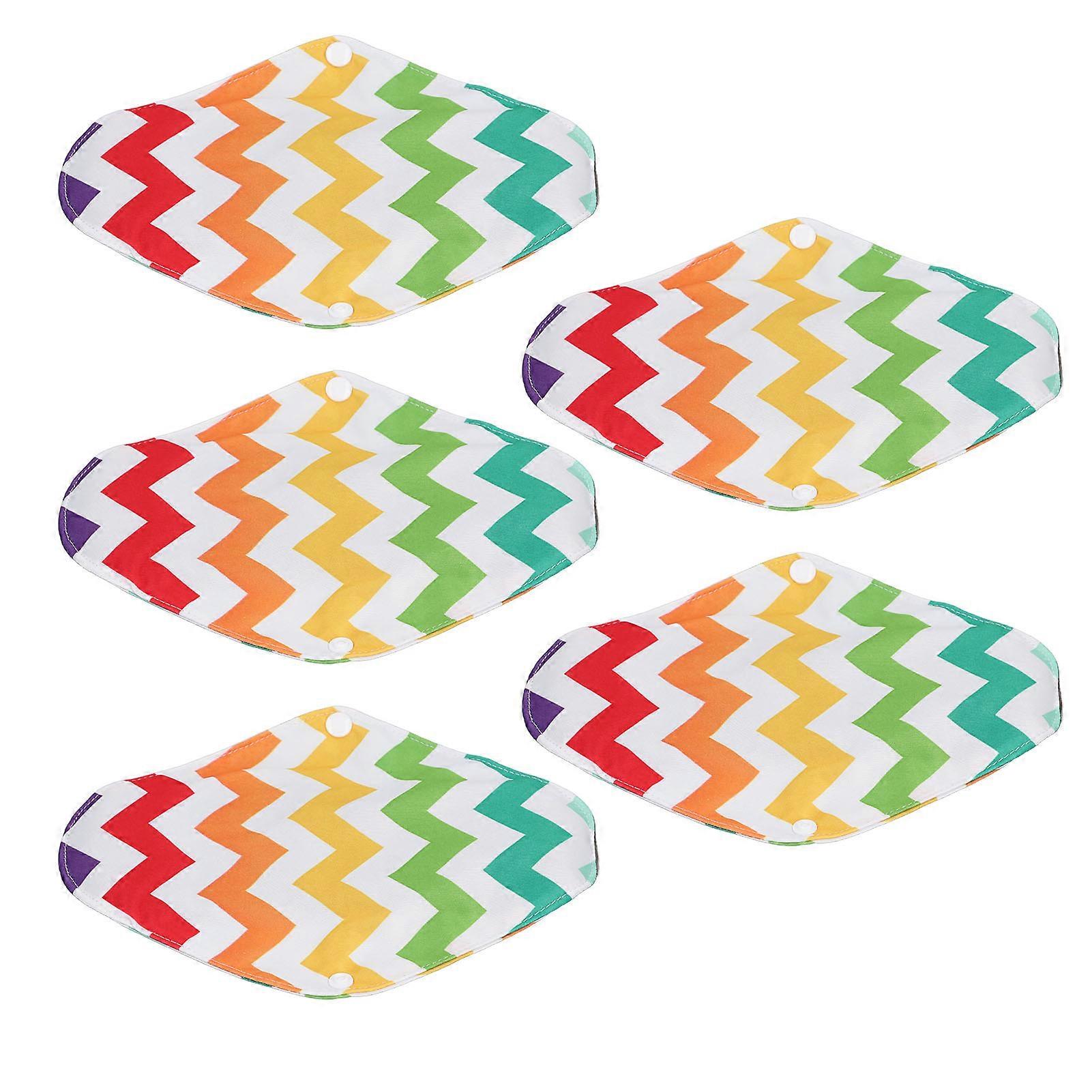 5pcs Reusable Sanitary Pads Bamboo Charcoal Cloth Stitching Super Absorbent Layer Waterproof Menstrual Period Pads 18 X 25cm M