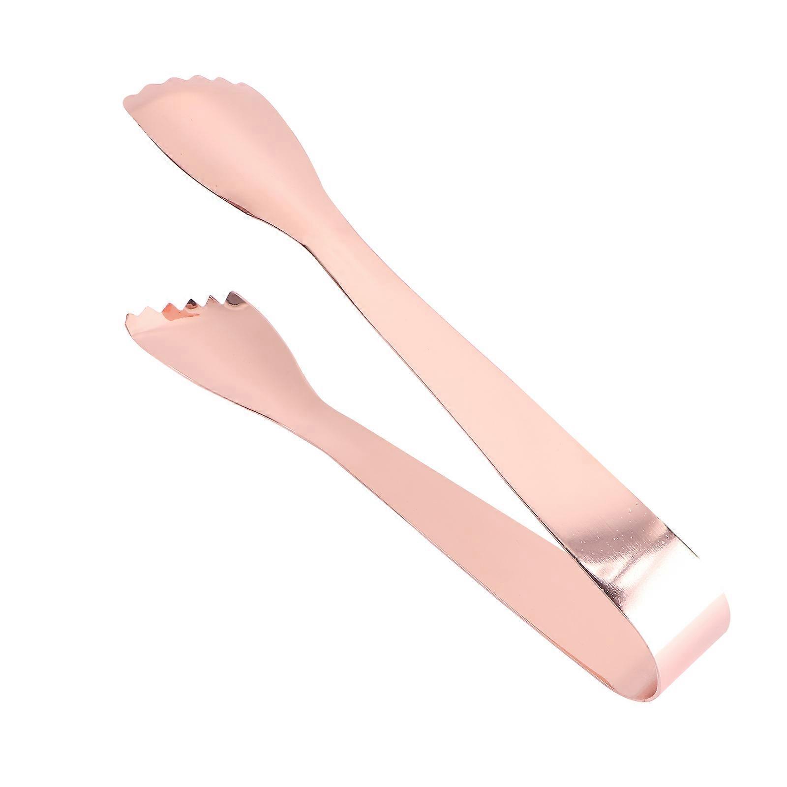 Stainless Steel Multifunctional Food Tongs for Grilling BBQ Salad Ice Serving – Non Slip Easy Hold Portable Design Rose Gold