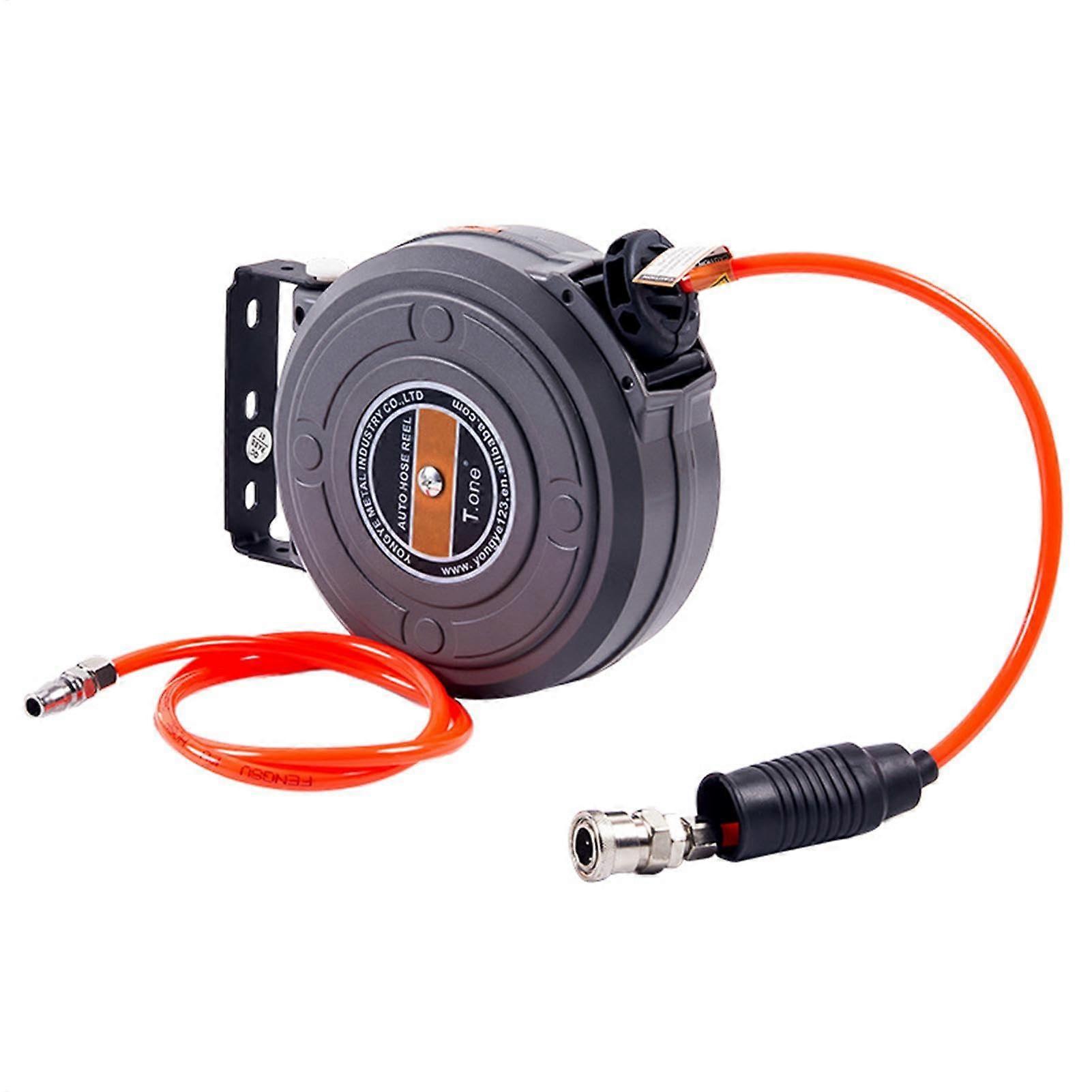 Hose Reels for Outdoor - High Performance Wall Mounted Retractable Air Hose Reel with 180° Swivel Clamp and Length Lock Mechanism