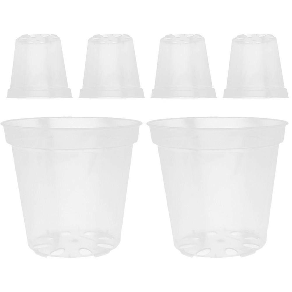 6個透明プラスチック蘭ポット通気性蘭プランター通気性スロット付き蘭プランター盆栽ポット