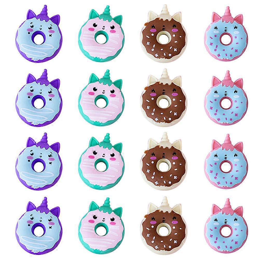 Chunky Erasers Unicorn Donut Shaped TPR Reusable Pencil Mark Removal Stationery 16Pcs