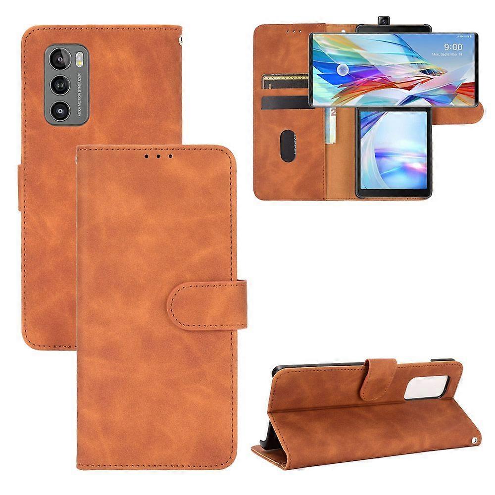 Case for LG Wing 5G Creative Magnetic Premium PU Leather Flip Case with Card Slot and Hand Strap Cover Compatible with LG Wing 5G
