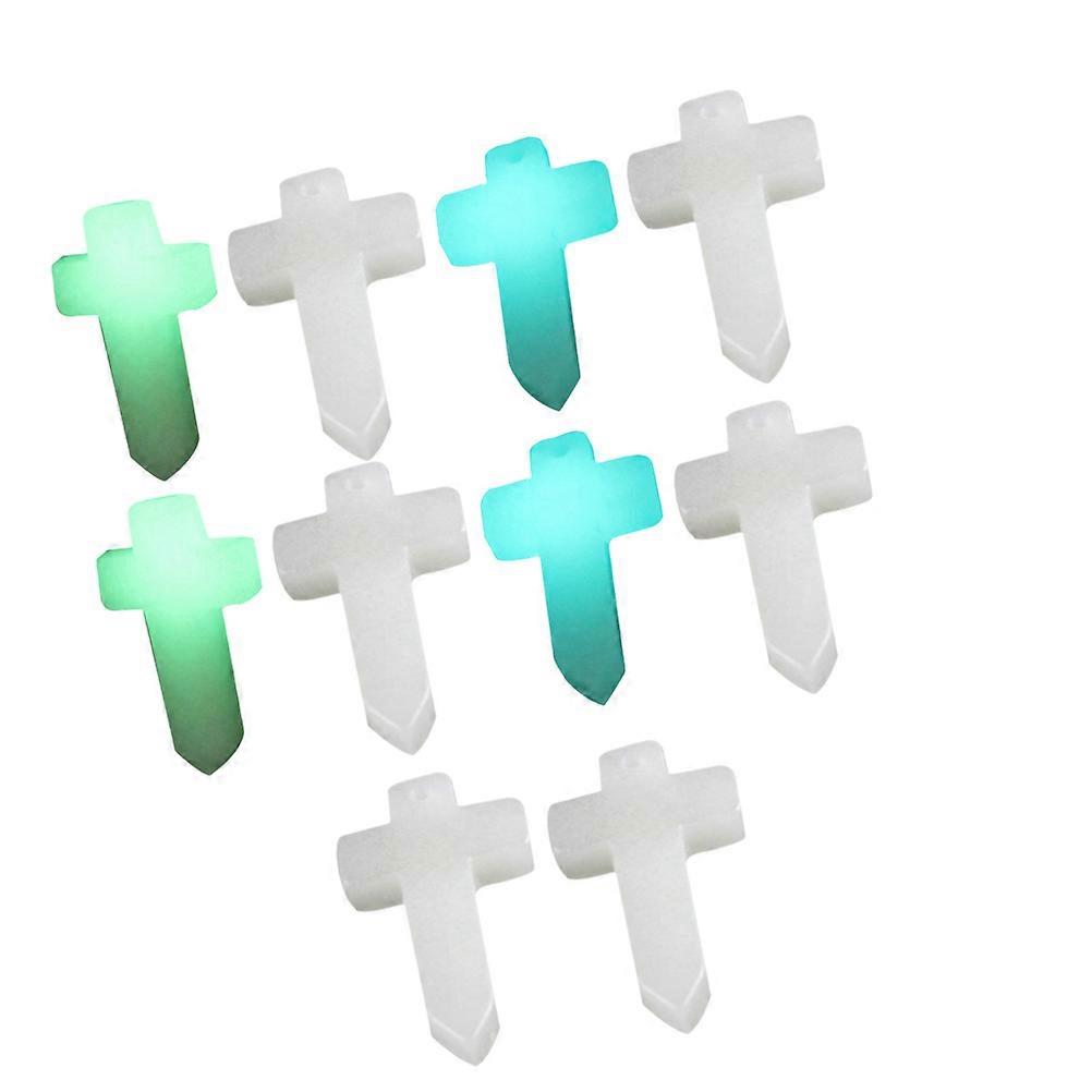 Synthetic Luminous Stone Pendant for DIY Necklace Making Assorted Color Cross Charm with Smooth Surface