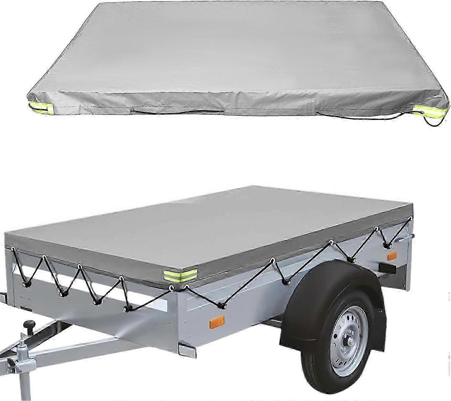 قماش مشمع مقطورة مسطح، 208 × 114 × 13 سم، مقاوم للغبار، مناسب لمقطورة 750 كجم، رمادي