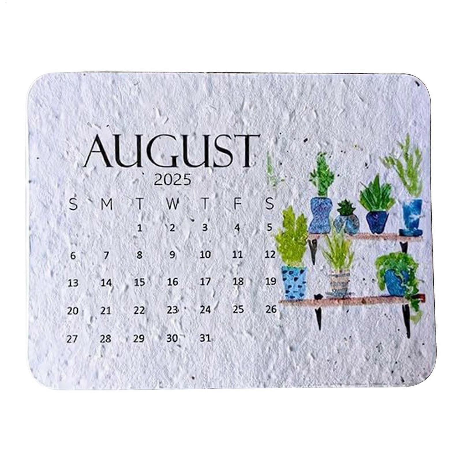 2 Plantable Calendar 2025 Organic Biodegradable Paper - K-linen Table Decor 15x8x1.5 cm with Germination Features
