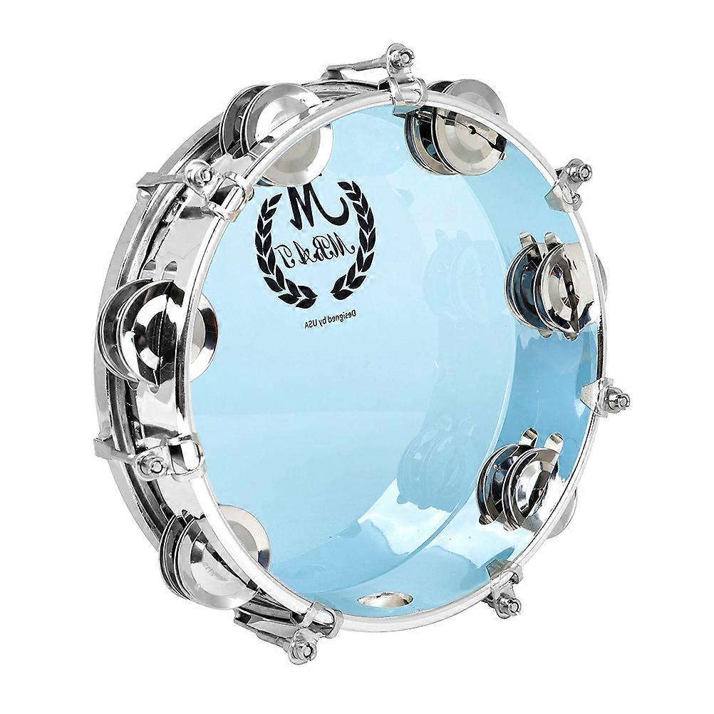 Adjustable Double Row Drum Self-Tuning Percussion Instrument For Performance Sky-Blue 10 Inch Handheld Tambourine 1Set
