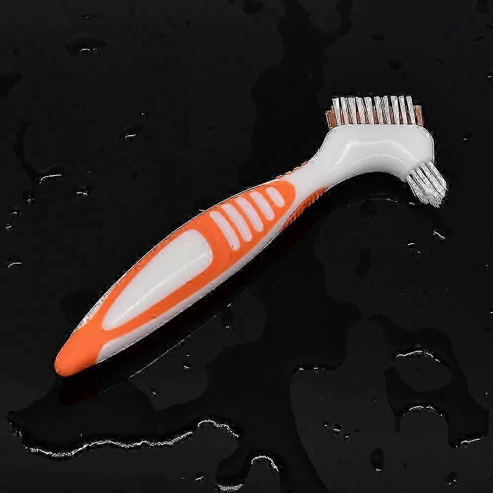 1pc Toothbrush Portable Ergonomic Denture Cleaning Brush Multi-Layered Bristles