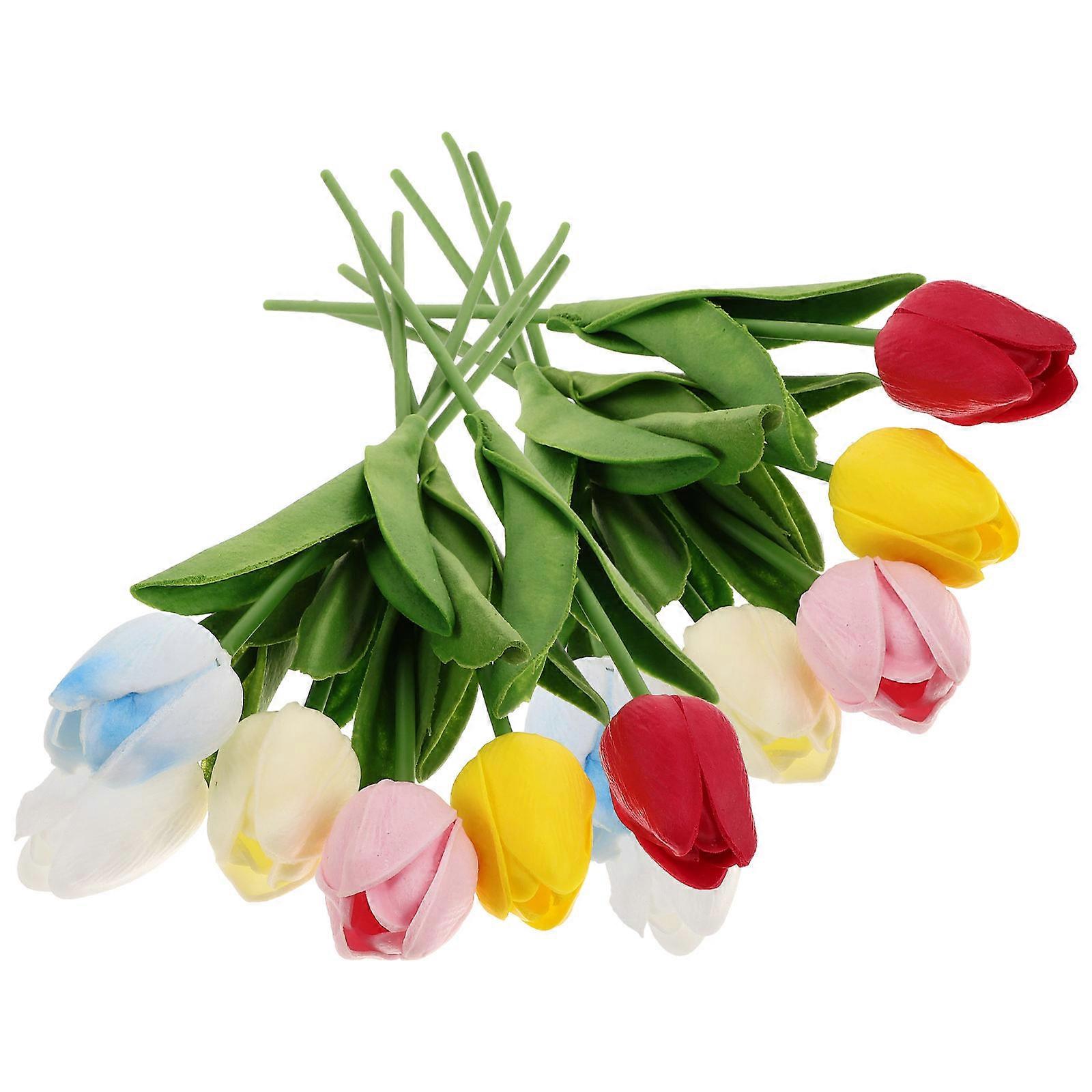 Flowers Decorations Simulated Tulips Props Not Easy To Fade PVC Material For Homeowners Photographers 12Pcs