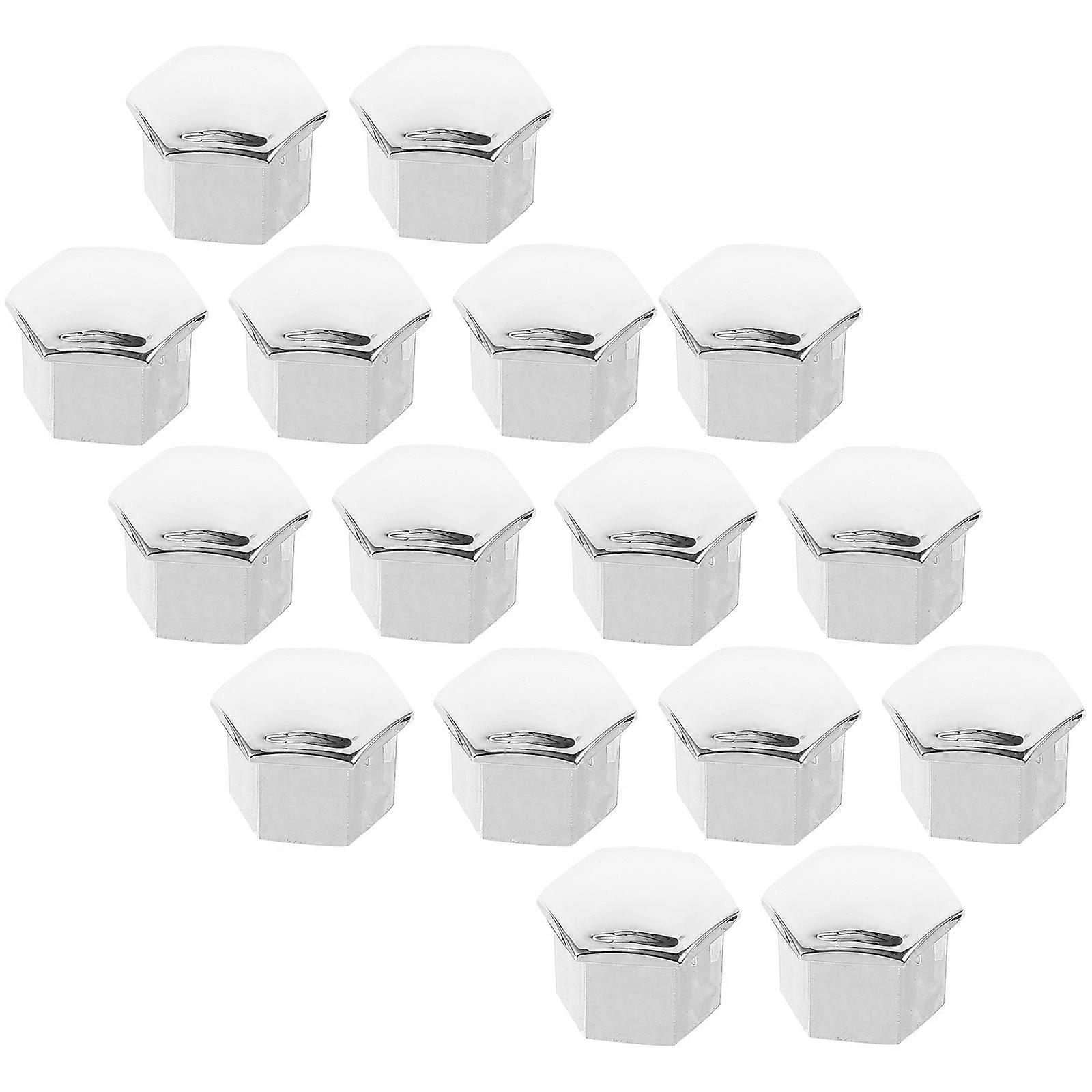 Automobile Wheel Nut Cap Silver Hexagonal Shape Plastic Protects Bolt Heads From Corrosion 20Set