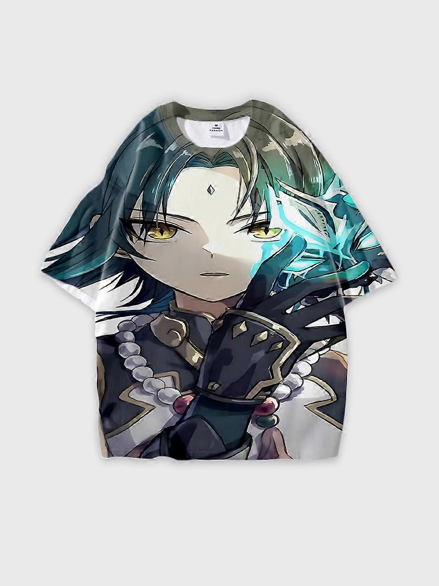 T-shirt round neck Role Pattern loose short sleeve D293