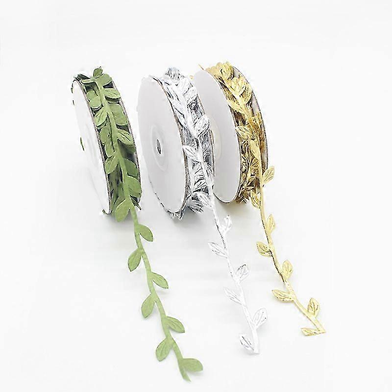 3 Rolls 10m Leaf Ribbons Artificial Vines String for DIY Crafts Wedding Decorations Gift Wrapping Wreath Making