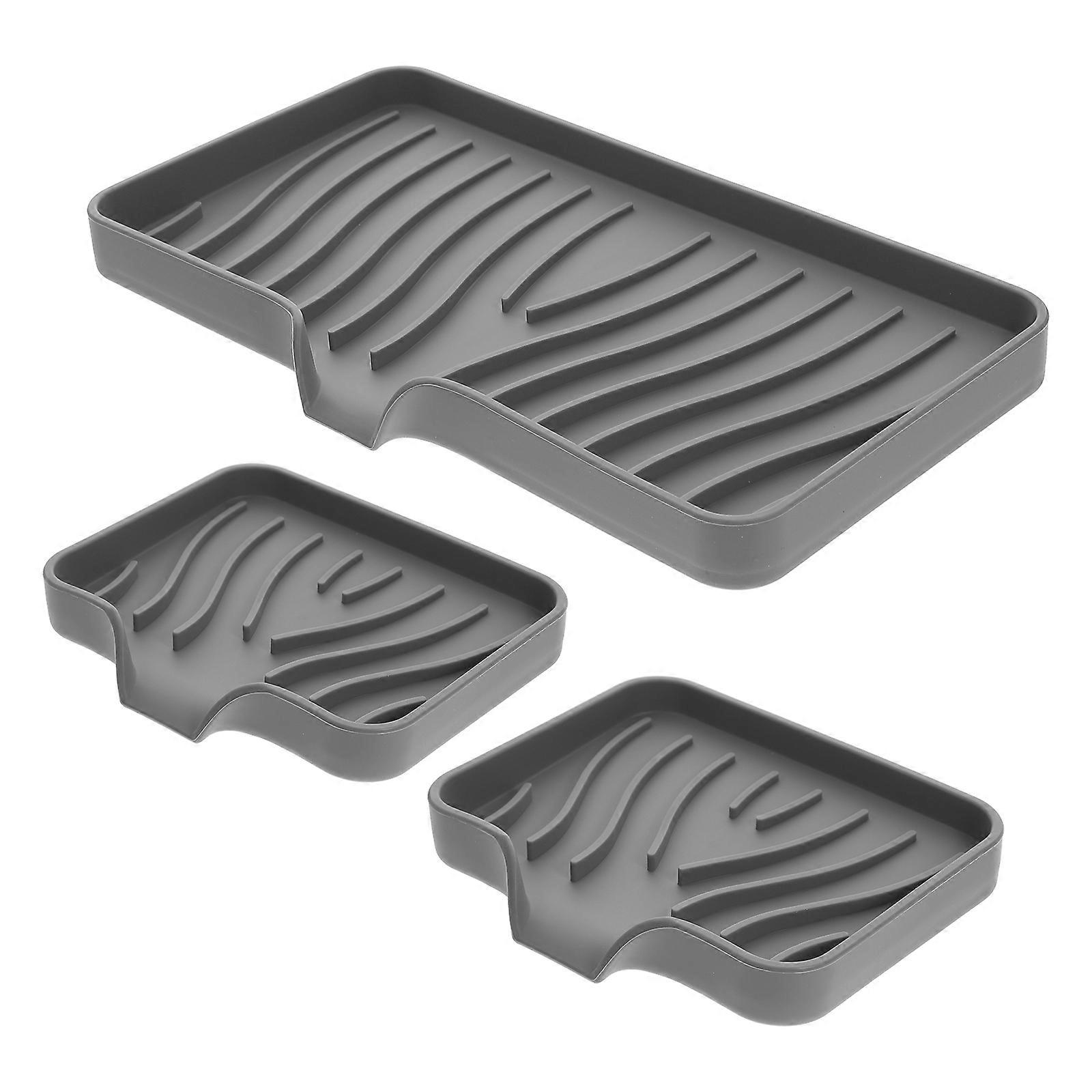 Silicone Soap Holder with SelfDraining Structure for Bathroom in Grey Compact Size