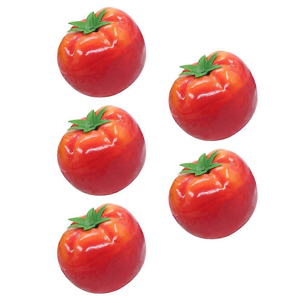 Lifelike Artificial Tomato Props for Decor Made of Foams Red Color 5 Pieces