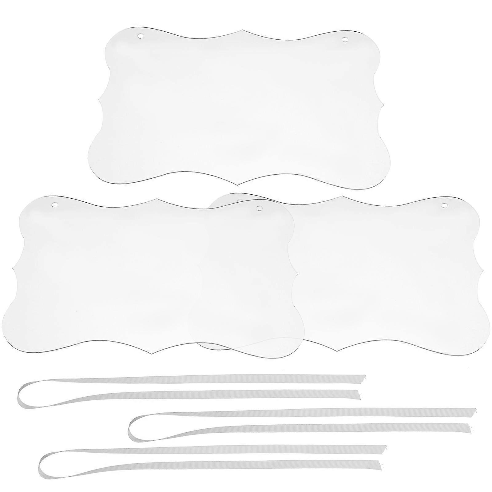 Hemoton 3 Pcs Transparent DIY Blank Acrylic Hanging Sign Clear Meal Planning Board for Message Tags