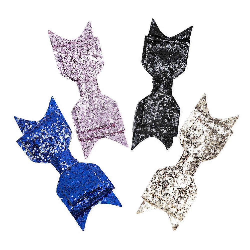 4 Pieces Cute Hair Clips with Small Bow Design for Girls Assorted Color Sequins Lightweight and