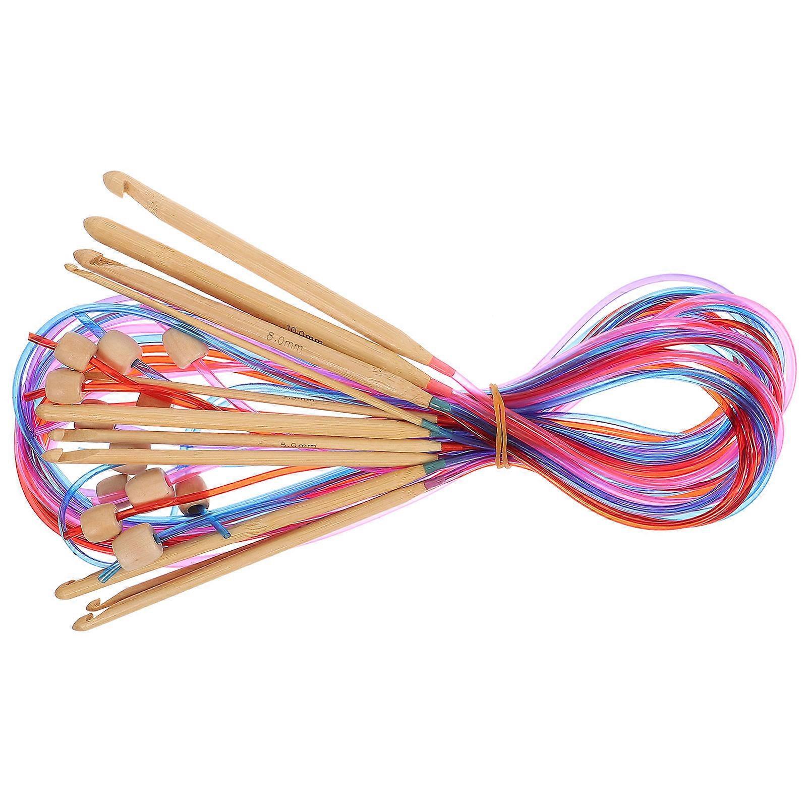 Crochet Knitting Needles Ergonomic Design Diy Crafts Beginners 120x1.5cm Wooden 1Set