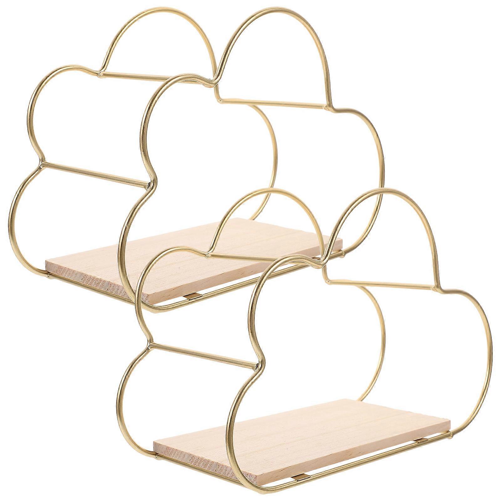 2Pcs Nordic Style Wall Mounted Cloud Floating Shelves Book Organization Rack
