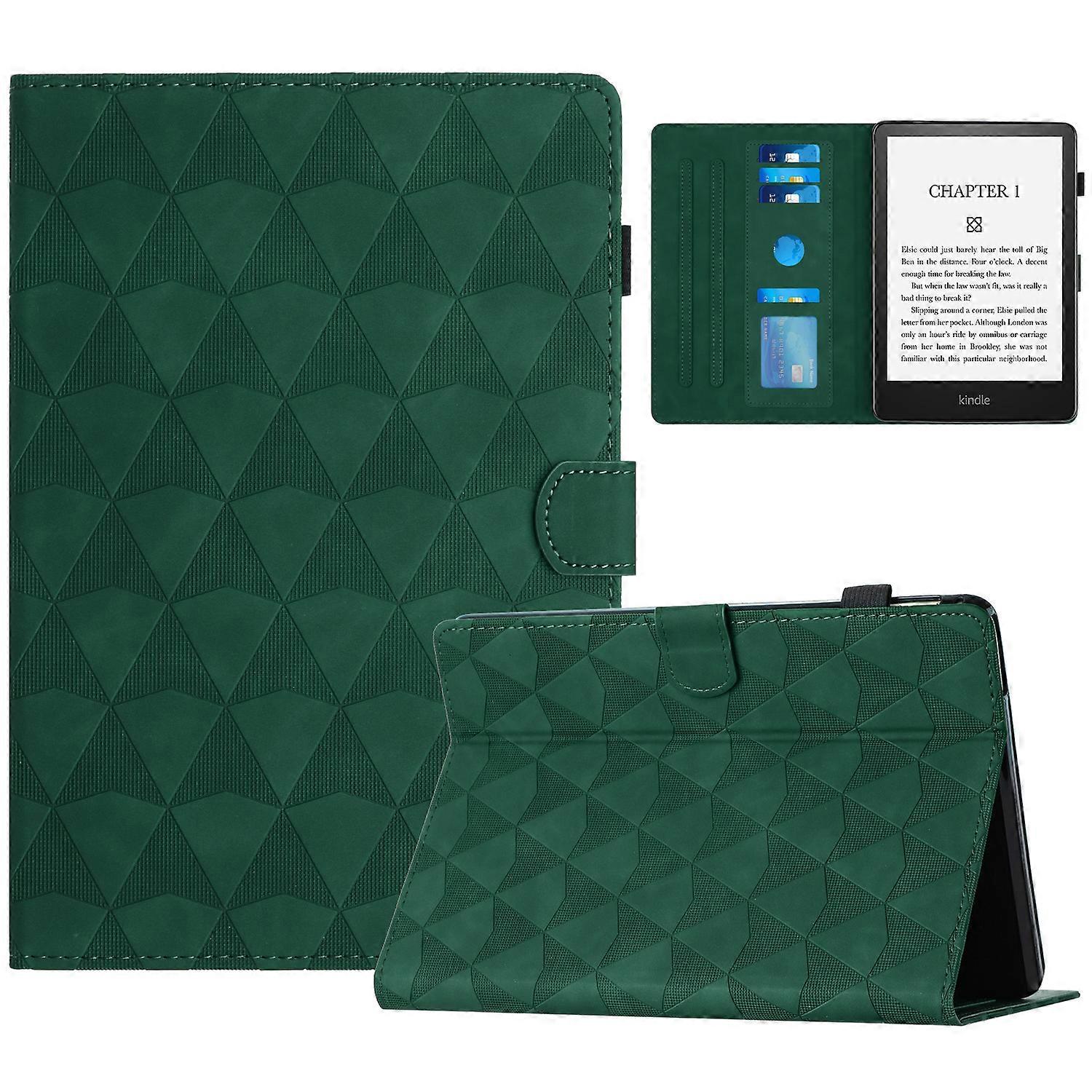 For Amazon Kindle Paperwhite 5 (2021) Case Anti-scratch Leather Auto Wake Sleep Stand E-reader Protective Cover Green