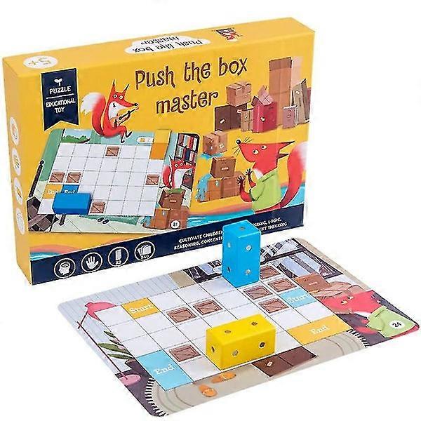 Children's Space Thinking Logic Training Board Game Little Fox Shoot The Box Sokoban Puzzle Game Intellectual Toy Children 5y+.