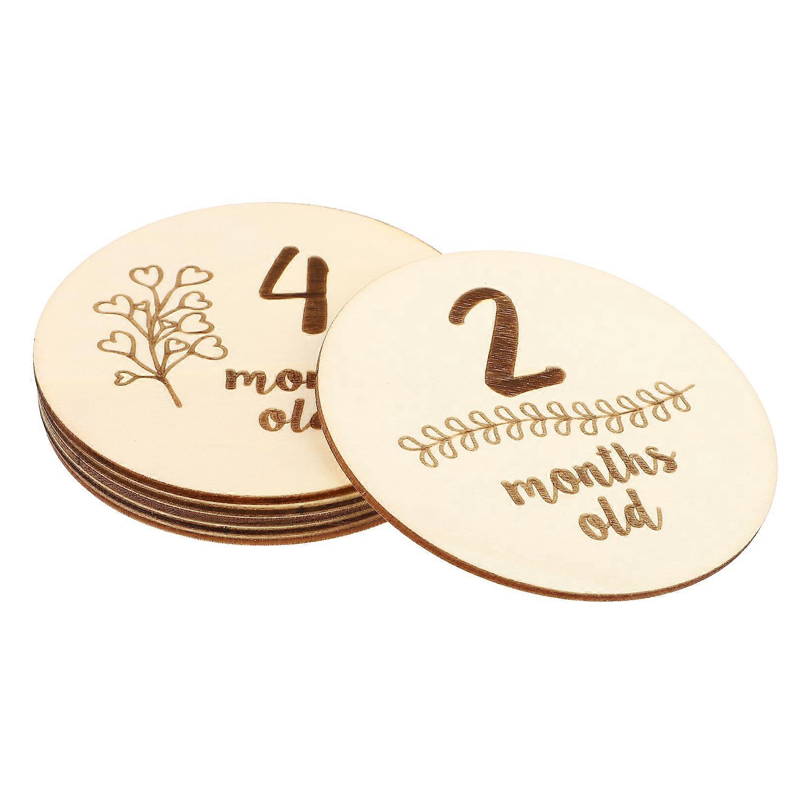 6pcs Double Sided Milestone Cards with Carved Patterns for Newborn Photography Props – Reusable, Odorless, Monthly Birth Commemoration Photo