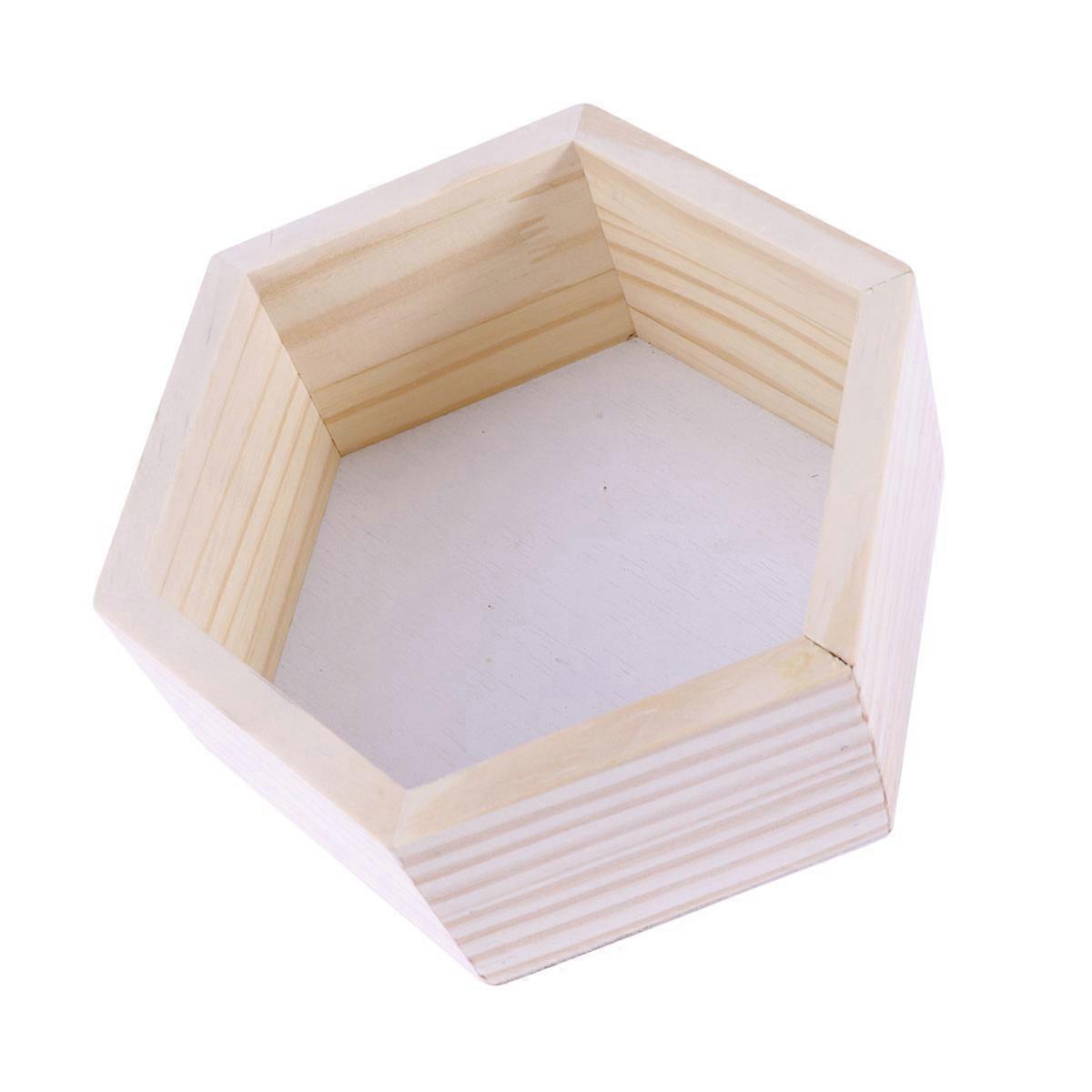 Wooden Hexagonal Wall Mount Rack for Books and Ornaments White Small-sized