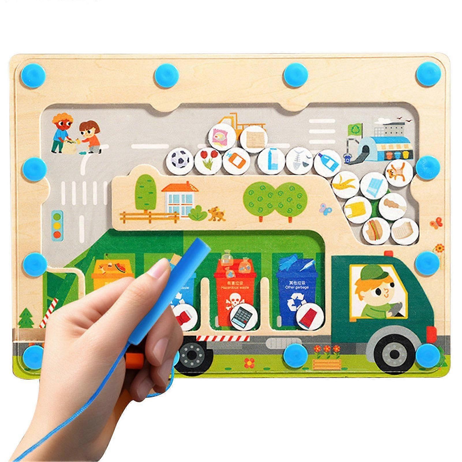 Magnetic garbage sorting toy, fine motor skills toy, travel toy for preschoolers