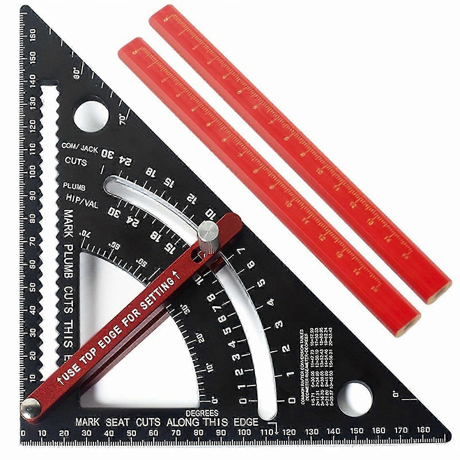 7-Inch Aluminum Alloy Triangle Ruler Multi-Angle Carpenter Woodworking Layout Metric Measurement Tools