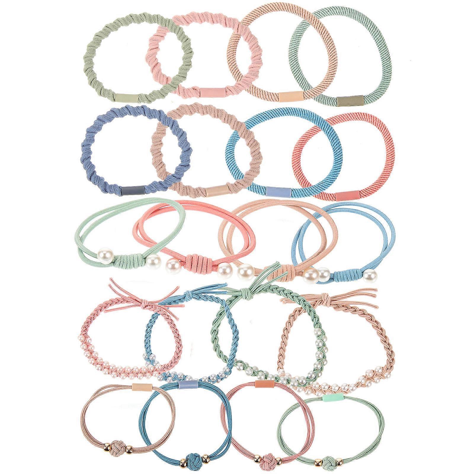 20PCS Bohemian Pearl Elastic Hair Scrunchies, Soft Ponytail Holders for Decorative Hair Accessories, Ideal for Weddings, Parties, Daily Wear and