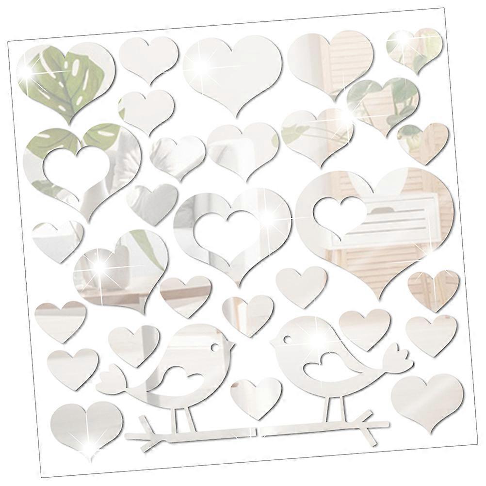 Wall Decoration Tiles Stickers Heart Bird Shapes 30X30X0.2CM Modern Artistic Style 1 Set for Homeowners