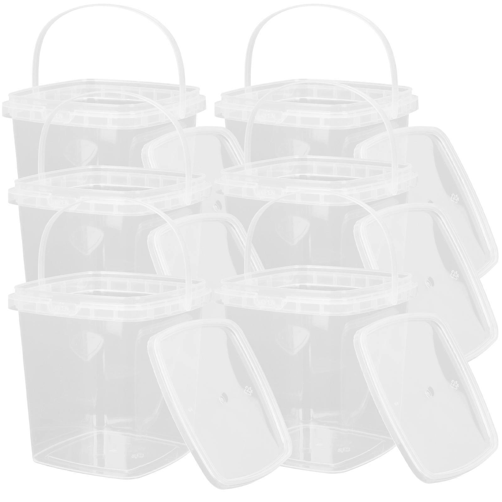 Transparent Ice Cream Buckets with Lids for Storage Use Made of PP Material 6 Pieces