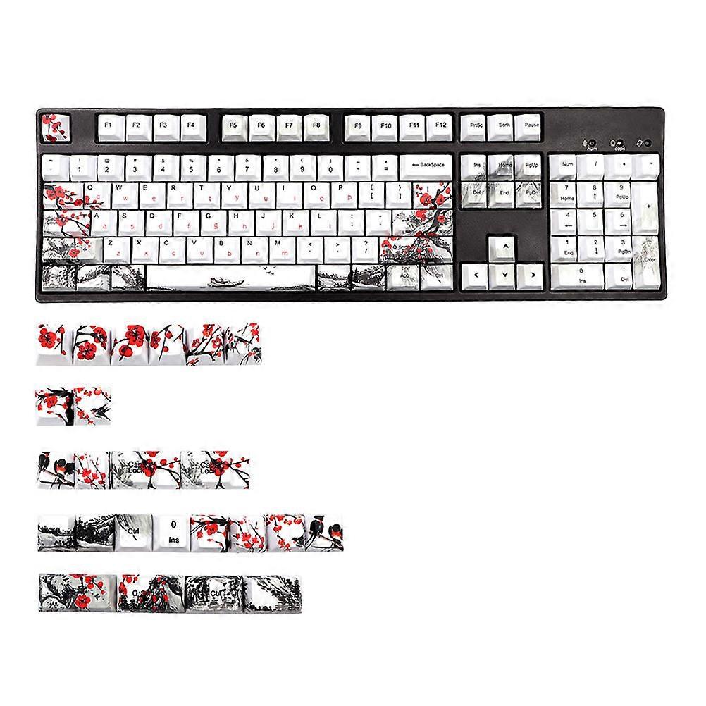 Chic Pattern Keycaps Set Of 128Pcs Dust-Proof Features For Mechanical Keyboard Enthusiasts