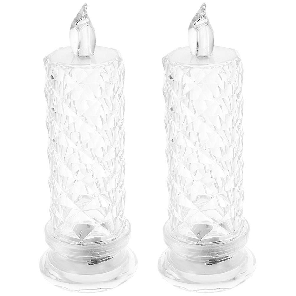 Decorative Flameless Candles 2Pcs Warm Lighting Effect Candle Appearance Design Perfect For Bedroom Use And Romantic Ambiance