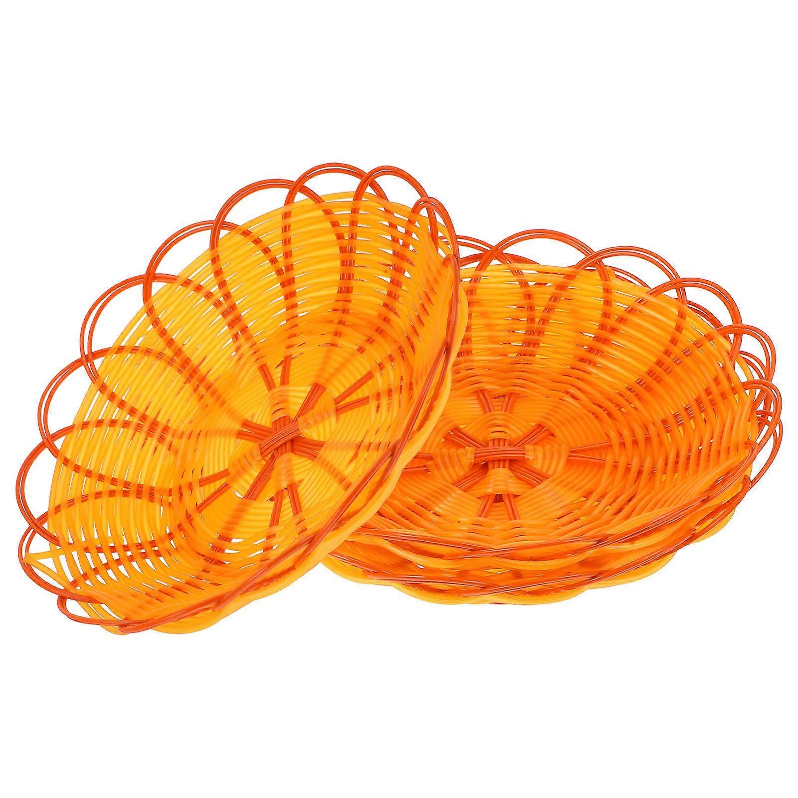 Reusable Food Baskets For Bread And Snack Storage 14X14X4CM Yellow Color With Simple Design 3Pcs