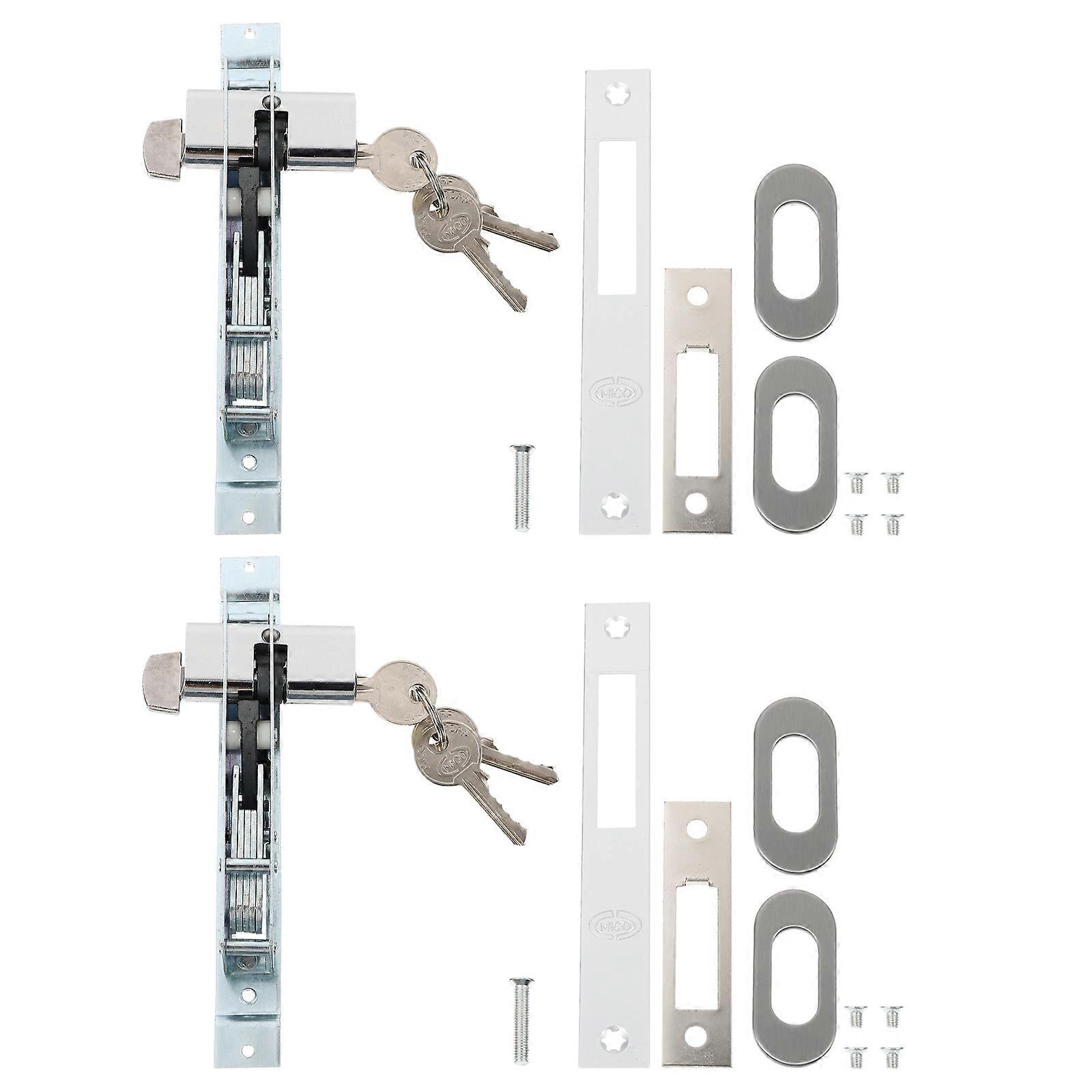 Mortise Lock Set For Sliding Doors 2Pcs Robust Aluminium Construction Ideal For Household Application With Practical Design Features