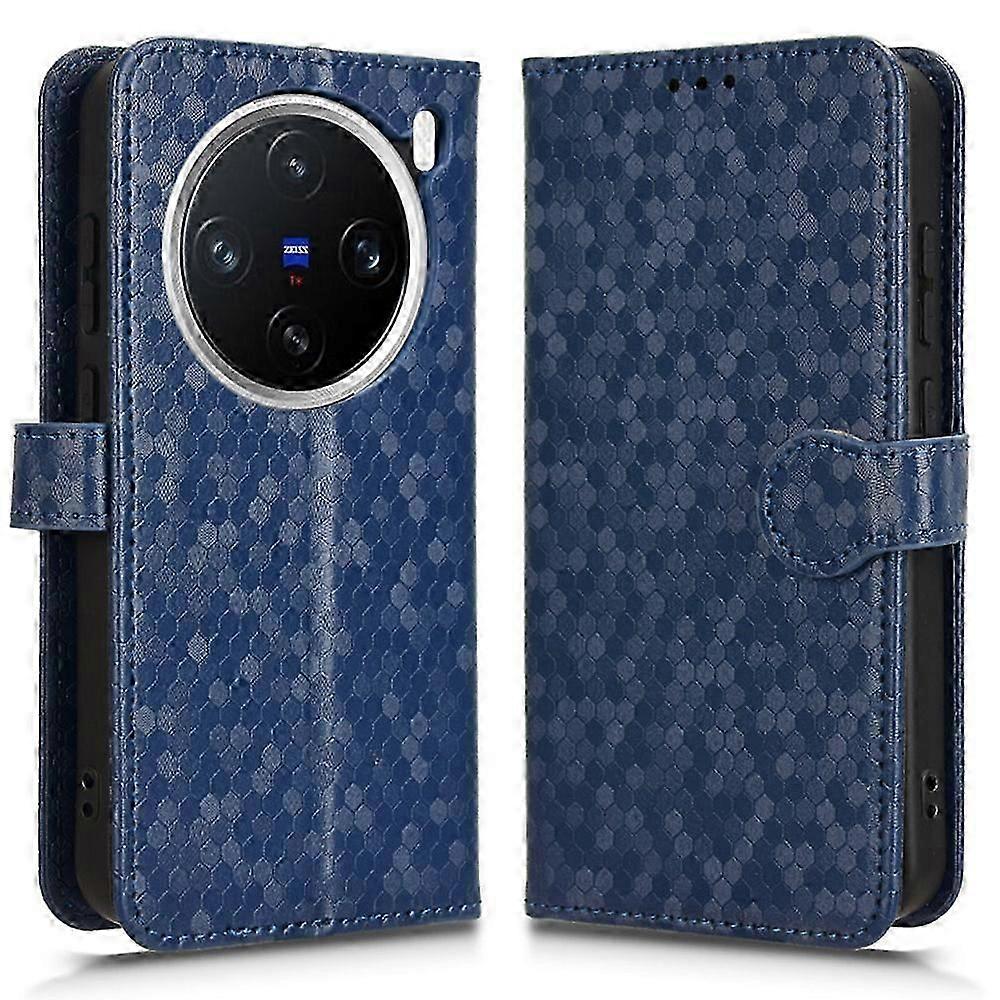 For vivo X200 5G Wallet Case Dot Pattern Imprint PU Leather Phone Cover-Black