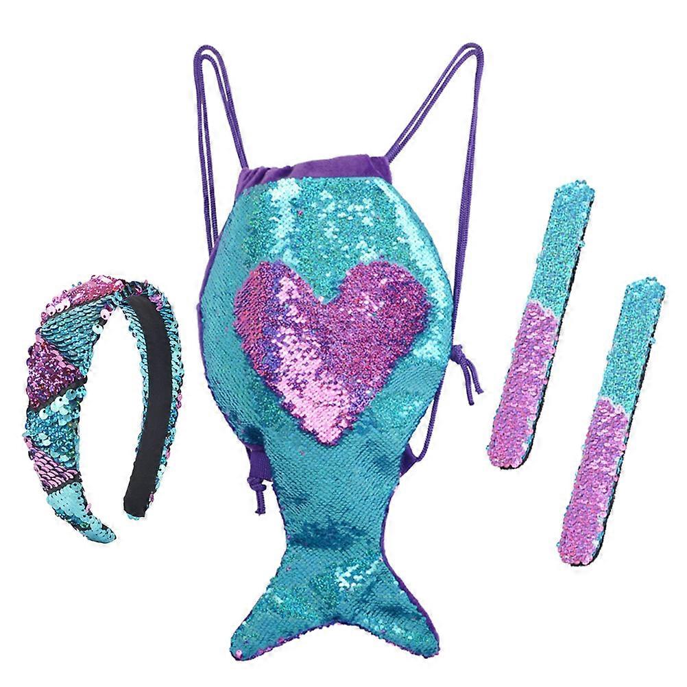 Sequin Drawstring Bag Set for Stuff Holding Assorted Color Large Capacity Kids Backpack Travel Storage 4 Pieces