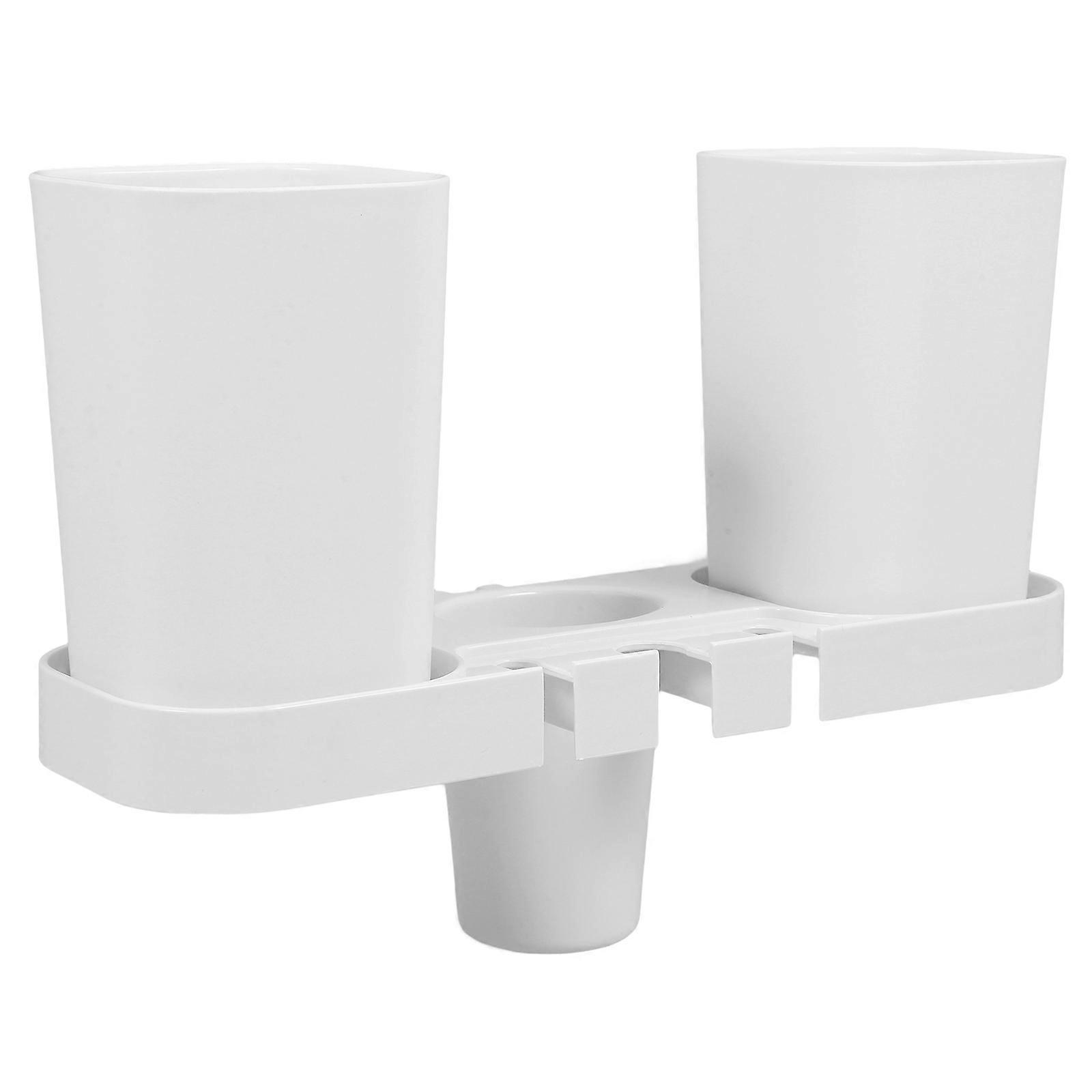 Creative Wall Mounted Plastic Toothbrush Holder in White for Storage Use with Strong Suction Design 8.06 Inches