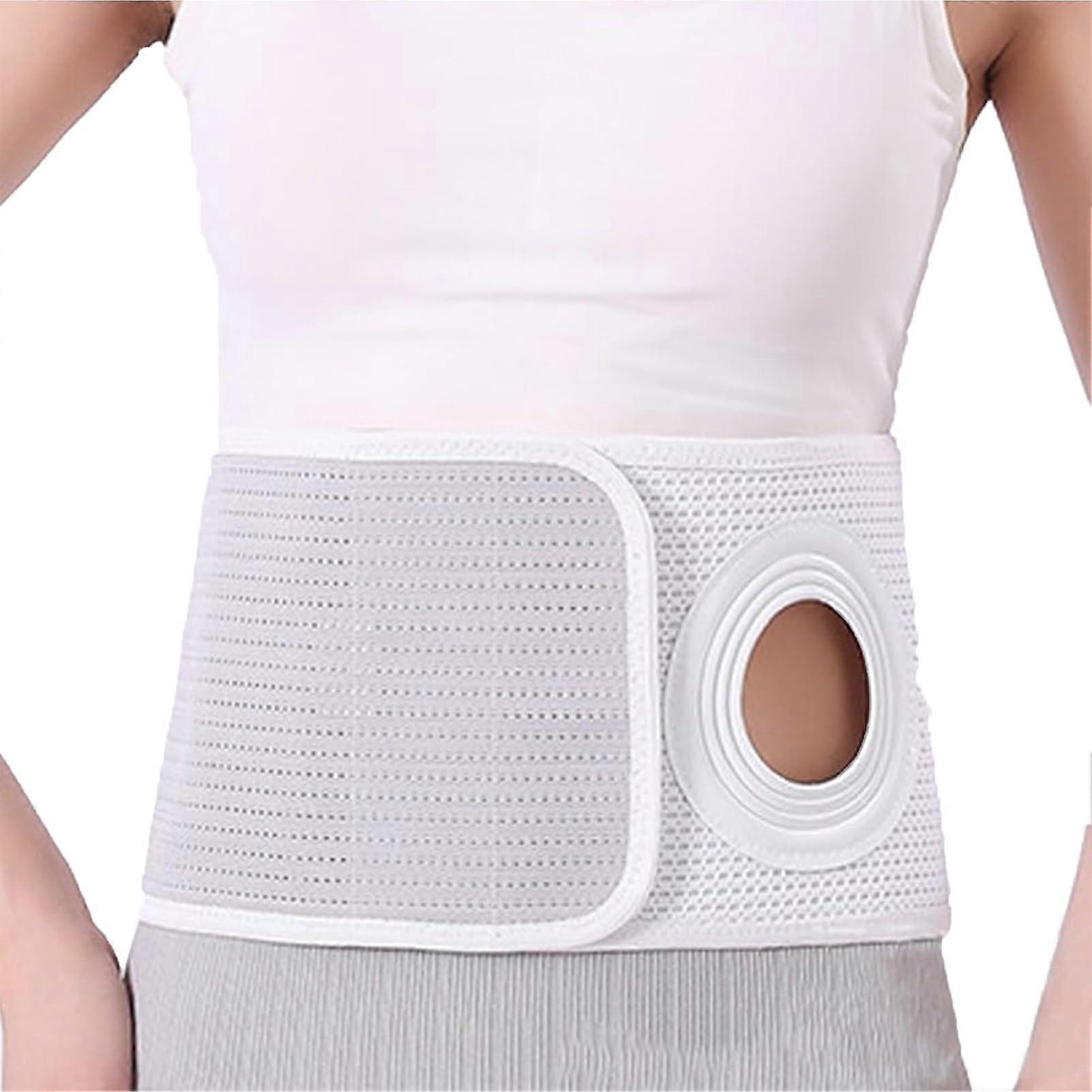 Peritoneal Dialysis Line Belt - Adjustable, Breathable Abdomen-Back Stoma Belt With Stoma Opening, Size S White
